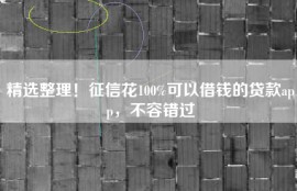 精选整理！征信花100%可以借钱的贷款app，不容错过