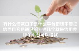 有什么借款口子是什么平台借钱不看征信而且容易通过的？这几个就是信用差哪个平台可以借款