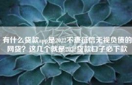 有什么贷款app是2022不查征信无视负债的网贷？这几个就是2022贷款口子必下款
