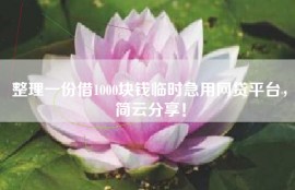 整理一份借1000块钱临时急用网贷平台，简云分享！