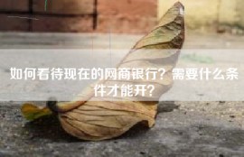 如何看待现在的网商银行？需要什么条件才能开？