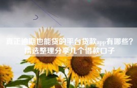 真正逾期也能贷的平台贷款app有哪些？精选整理分享几个借款口子