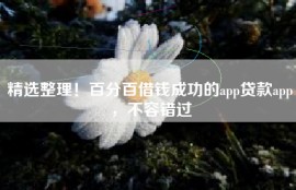 精选整理！百分百借钱成功的app贷款app，不容错过