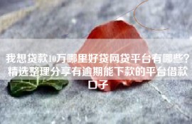 我想贷款10万哪里好贷网贷平台有哪些？精选整理分享有逾期能下款的平台借款口子