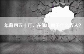 年薪四五十万，在佛山属于什么收入？