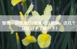 整理一份急需2万哪里可以借到，这几个贷款口子了解一下！