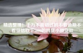 精选整理！千万不能错过的不看逾期不看征信秒下5000的网贷小额贷款