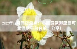 2022年10月网贷盘点：小额贷款哪里最可靠借款平台名单，分享！
