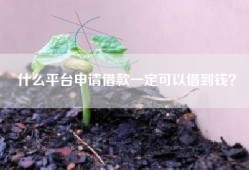 什么平台申请借款一定可以借到钱？