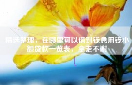 精选整理，在哪里可以借到钱急用钱小额贷款一览表，拿走不谢