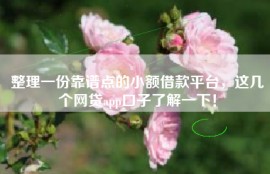 整理一份靠谱点的小额借款平台，这几个网贷app口子了解一下！