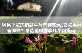 容易下款的借款平台有哪些2022贷款平台有哪些？精选整理分享几个网贷app
