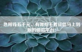 急用钱五千元，有哪些不看征信马上到账的借款平台?
