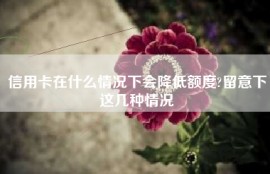 信用卡在什么情况下会降低额度?留意下这几种情况