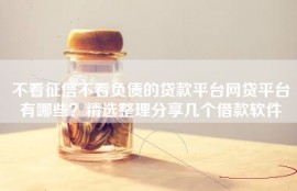 不看征信不看负债的贷款平台网贷平台有哪些？精选整理分享几个借款软件
