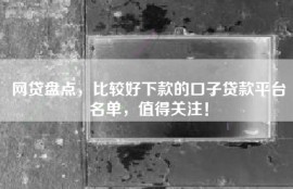 网贷盘点，比较好下款的口子贷款平台名单，值得关注！
