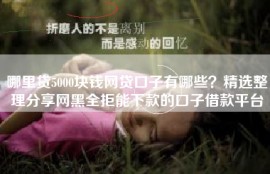 哪里贷5000块钱网贷口子有哪些？精选整理分享网黑全拒能下款的口子借款平台