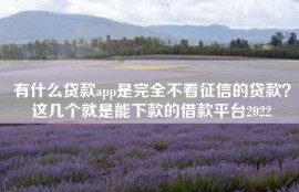 有什么贷款app是完全不看征信的贷款？这几个就是能下款的借款平台2022