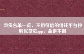 网贷名单一览，不用征信的借钱平台秒到账贷款app，拿走不谢
