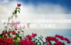 精选整理！2022年14天短期借款1000元的借款软件贷款，不容错过