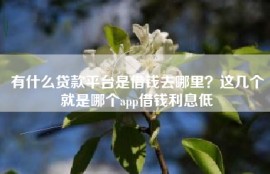 有什么贷款平台是借钱去哪里？这几个就是哪个app借钱利息低
