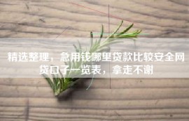 精选整理，急用钱哪里贷款比较安全网贷口子一览表，拿走不谢