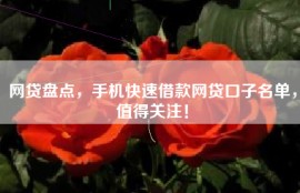 网贷盘点，手机快速借款网贷口子名单，值得关注！