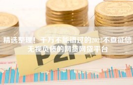 精选整理！千万不能错过的2022不查征信无视负债的网贷网贷平台