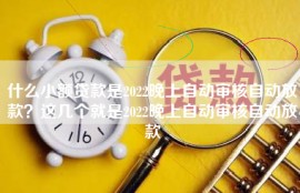 什么小额贷款是2022晚上自动审核自动放款？这几个就是2022晚上自动审核自动放款