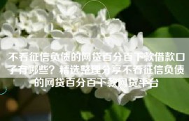 不看征信负债的网贷百分百下款借款口子有哪些？精选整理分享不看征信负债的网贷百分百下款网贷平台
