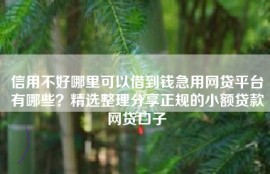 信用不好哪里可以借到钱急用网贷平台有哪些？精选整理分享正规的小额贷款网贷口子