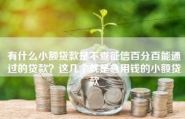 有什么小额贷款是不查征信百分百能通过的贷款？这几个就是急用钱的小额贷款