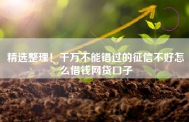 精选整理！千万不能错过的征信不好怎么借钱网贷口子