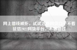 网上借钱被拒，试试这些网贷口子不看征信2022网贷平台，不容错过