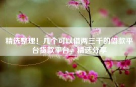 精选整理！几个可以借两三千的借款平台贷款平台，精选分享