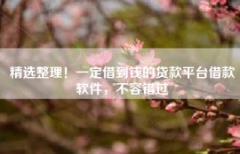 精选整理！一定借到钱的贷款平台借款软件，不容错过