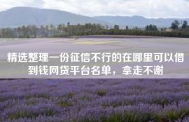 精选整理一份征信不行的在哪里可以借到钱网贷平台名单，拿走不谢