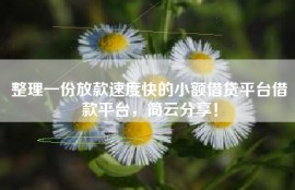 整理一份放款速度快的小额借贷平台借款平台，简云分享！