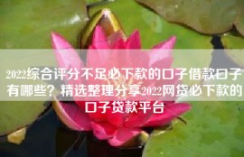 2022综合评分不足必下款的口子借款口子有哪些？精选整理分享2022网贷必下款的口子贷款平台