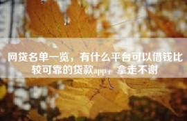 网贷名单一览，有什么平台可以借钱比较可靠的贷款app，拿走不谢