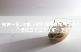整理一份2022能下款的网贷有哪些，这几个借款口子口子了解一下！