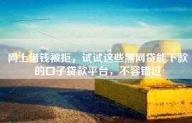 网上借钱被拒，试试这些黑网贷能下款的口子贷款平台，不容错过
