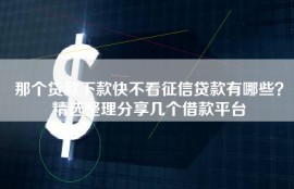 那个贷款下款快不看征信贷款有哪些？精选整理分享几个借款平台