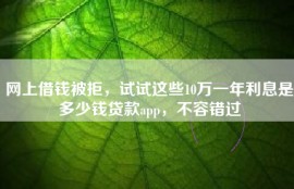 网上借钱被拒，试试这些10万一年利息是多少钱贷款app，不容错过