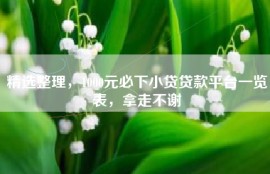 精选整理，1000元必下小贷贷款平台一览表，拿走不谢