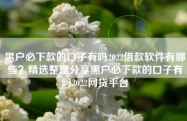 黑户必下款的口子有吗2022借款软件有哪些？精选整理分享黑户必下款的口子有吗2022网贷平台