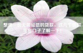 整理一份无需征信的贷款，这几个借款平台口子了解一下！