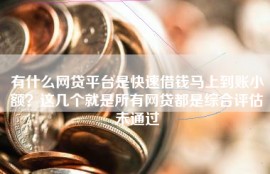 有什么网贷平台是快速借钱马上到账小额？这几个就是所有网贷都是综合评估未通过