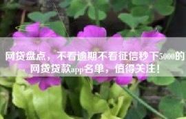 网贷盘点，不看逾期不看征信秒下5000的网贷贷款app名单，值得关注！