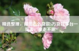 精选整理，微信怎么贷款5万贷款平台一览表，拿走不谢